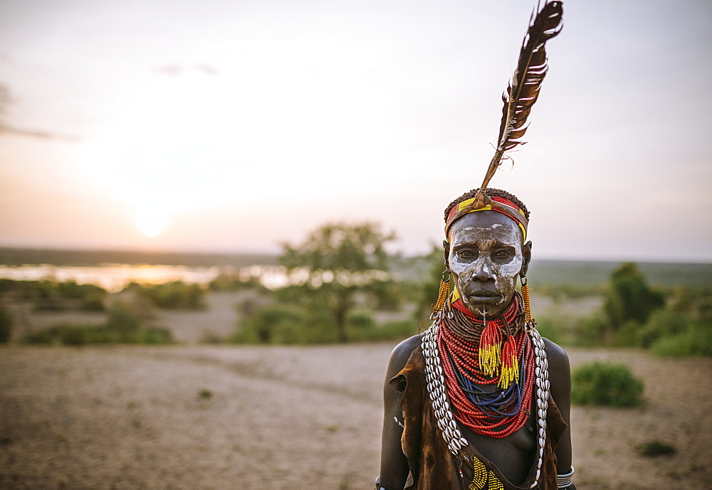 Portrait of Kanke, Kara Tribe, Korcho Village, Omo Valley, Ethiopia, Africa