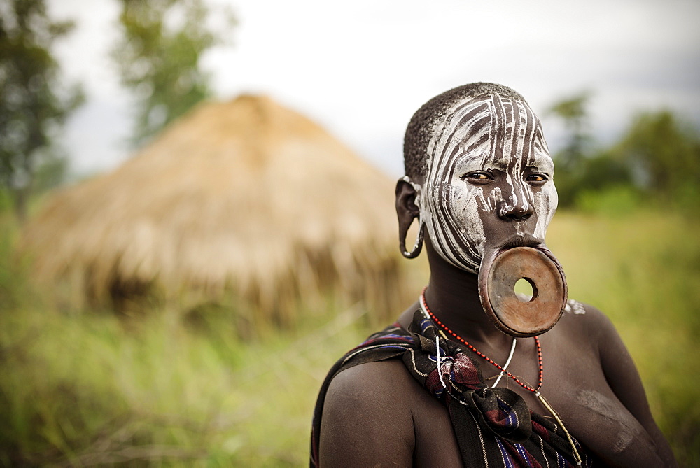 Portrait of Nangone, Mursi Tribe, Minisha Village, Omo Valley, Ethiopia, Africa