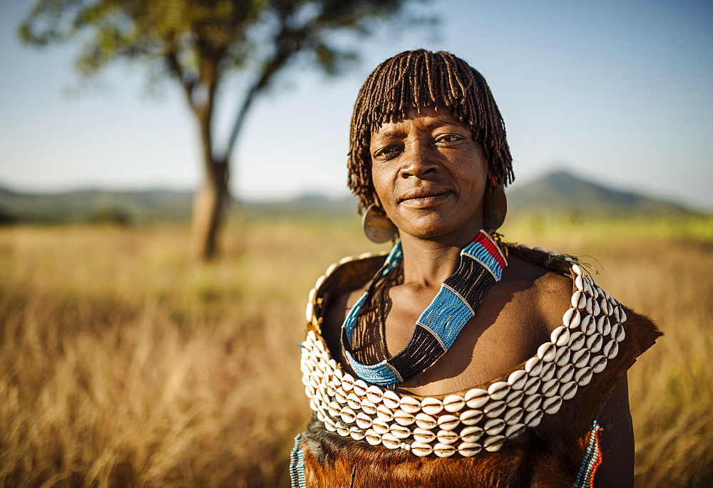 Portrait of Burui, Banna Tribe, Gargew Village, Omo Valley, Ethiopia, Africa