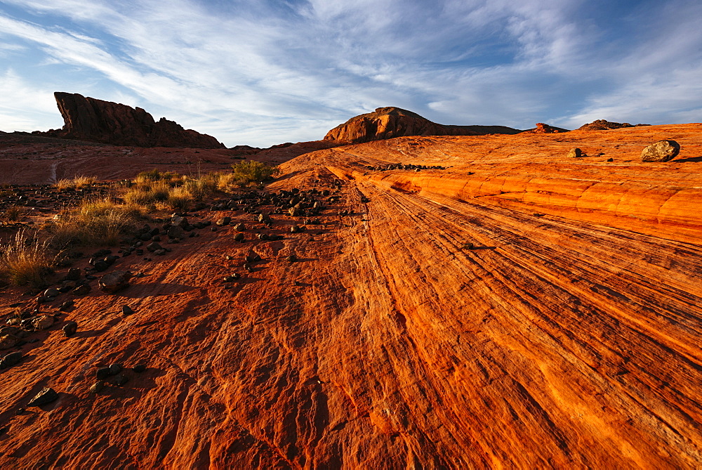 Geology at dusk in Valley of Fire State Park, Nevada, United States of America, North America