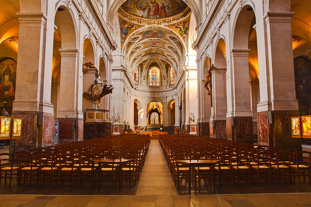 The interior of L'Eglise Saint Roch in Paris, France, Europe