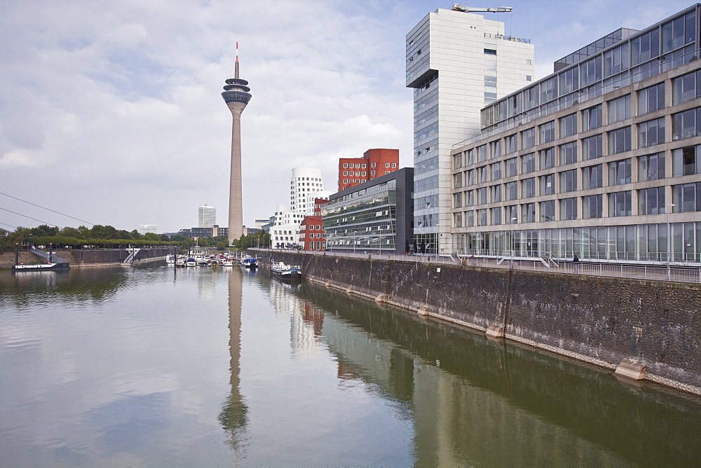 The old docks in the city of Dusseldorf, North Rhine-Westphalia, Germany, Europe