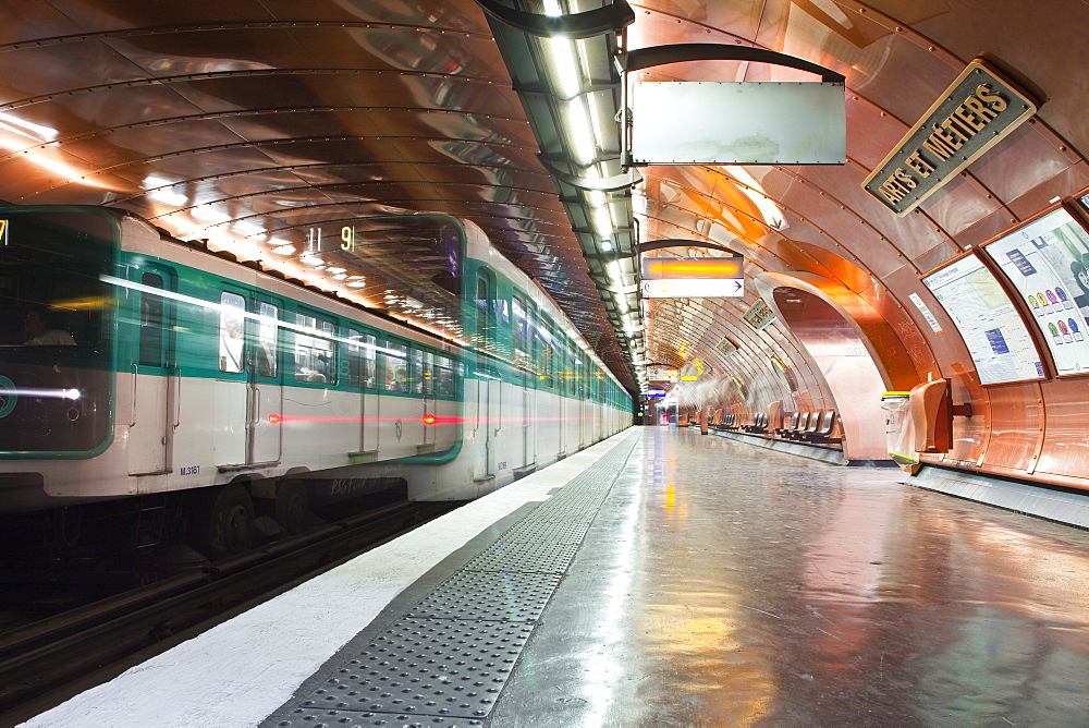 The Paris metro station of Arts et Metiers, Paris, France, Europe 