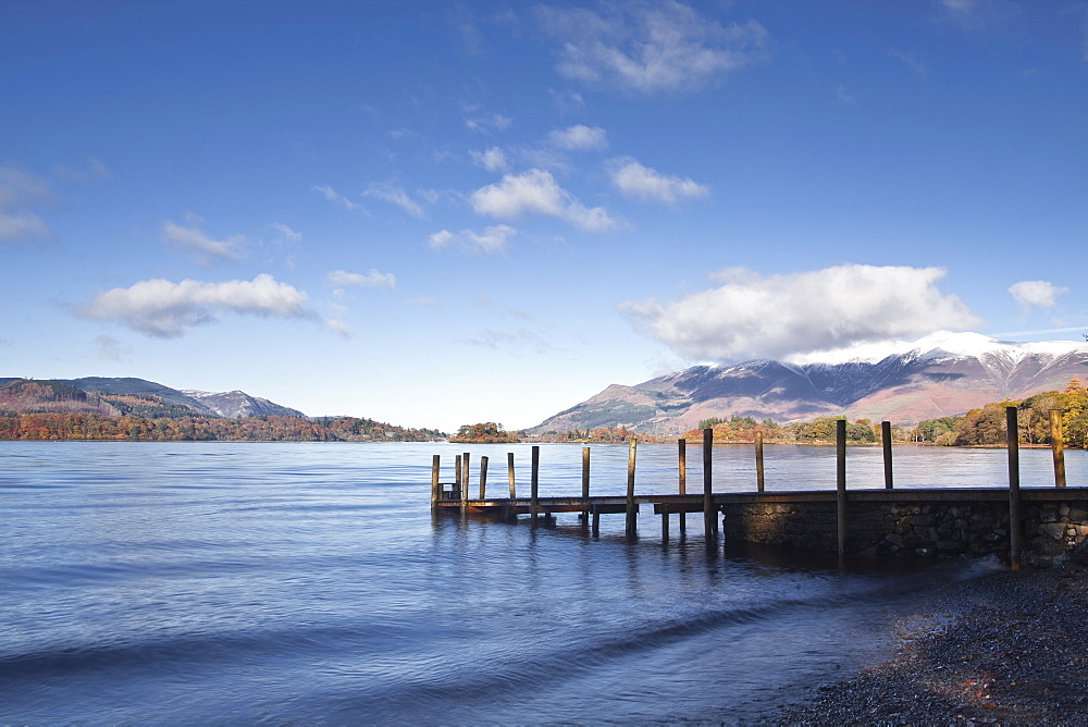 A jetty at the edge of Derwent Water in the Lake District National Park, Cumbria, England, United Kingdom, Europe