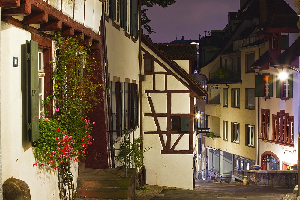 Half timbered houses in the city of Basel, Switzerland, Europe 