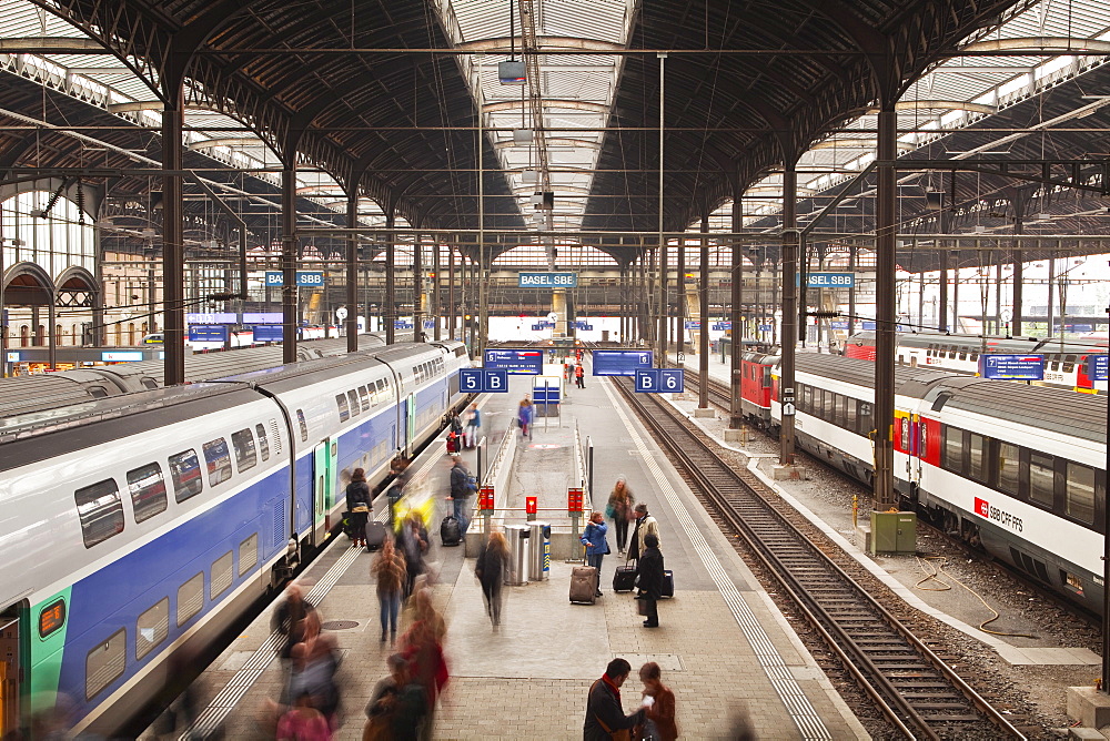 A busy Basel SBB railway station, Basel, Switzerland, Europe