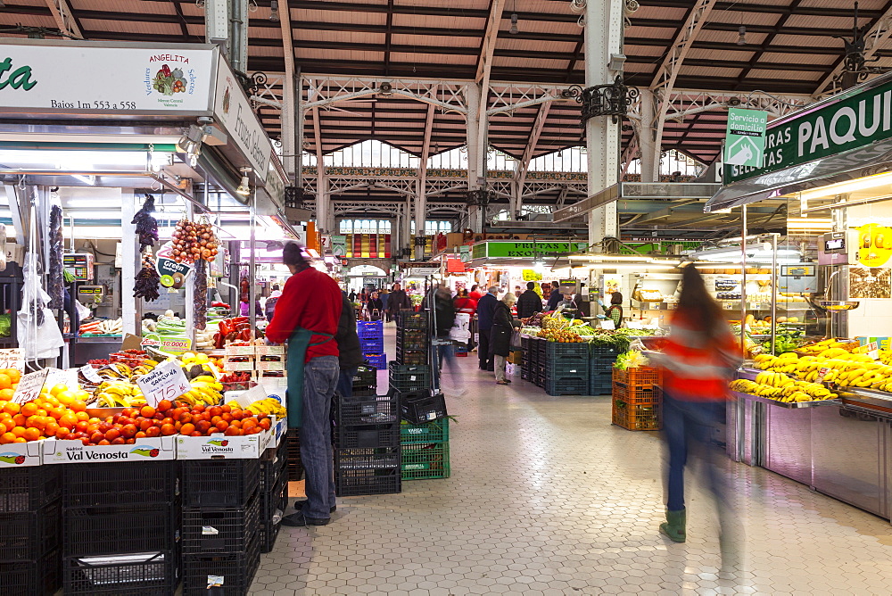 The covered Mercado Central (Central Market) in Valencia, Spain, Europe