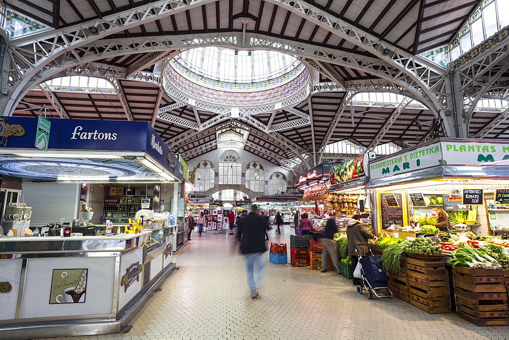 The covered Mercado Central (Central Market) in Valencia, Spain, Europe