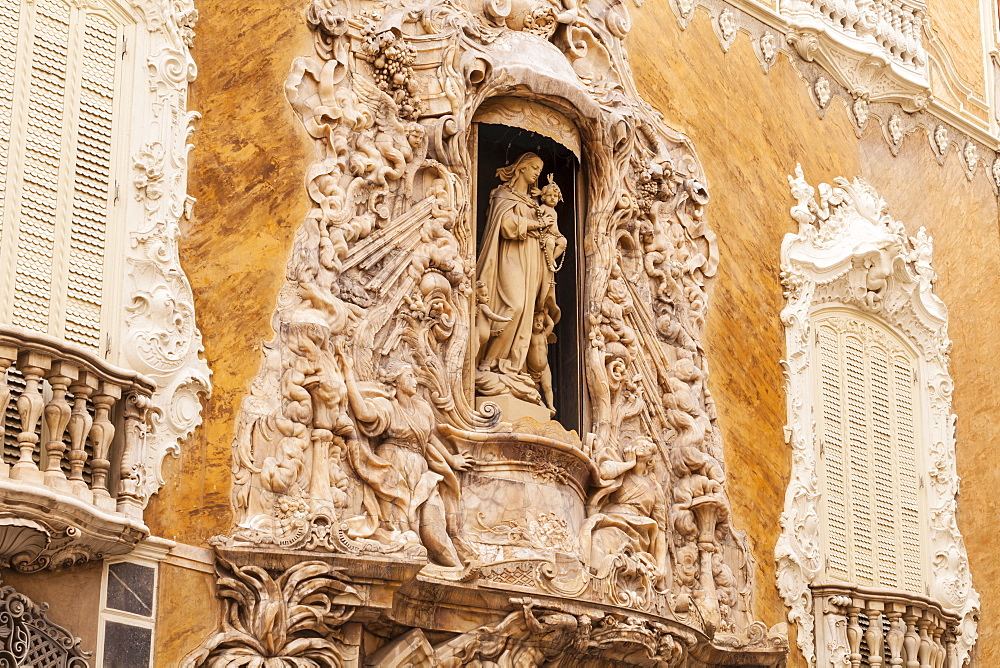 Rococo style architecture on the National Ceramics Museum in Valencia, Spain, Europe