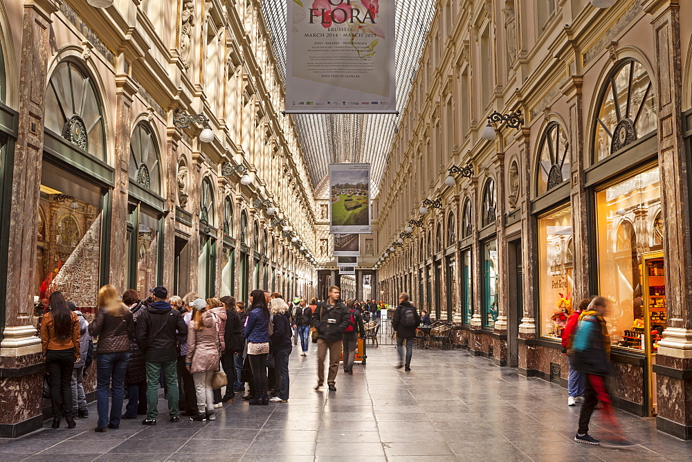 The Galeries Royales Saint-Hubert, a glazed shopping arcade dating from the 19th century, Brussels, Belgium, Europe