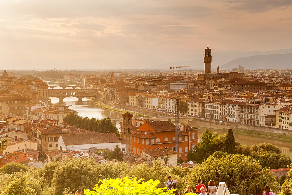 Sunset over the historic centre of Florence, UNESCO World Heritage Site, Tuscany, Italy, Europe