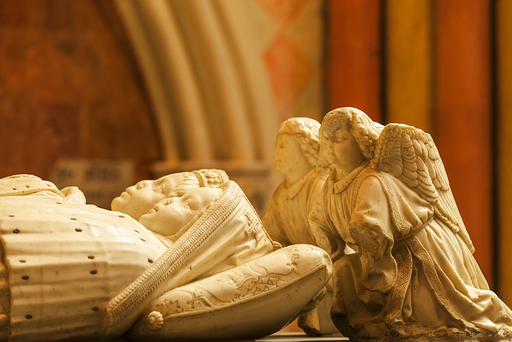 Beautiful carvings adorning the tomb of the Children of France (Tombeau des Enfants de France) in Saint Gatien cathedral, Tours, Indre et Loire, Centre, France, Europe