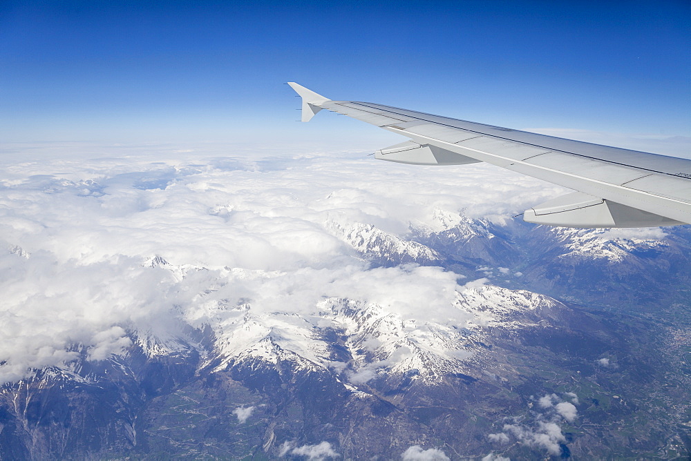 The Alps from a commercial flight, France, Europe