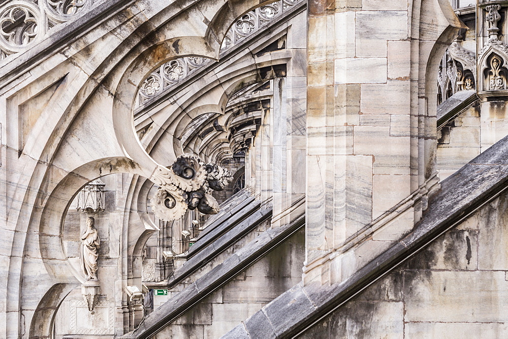 The roof of Duomo di Milano (Milan Cathedral), Milan, Lombardy, Italy, Europe