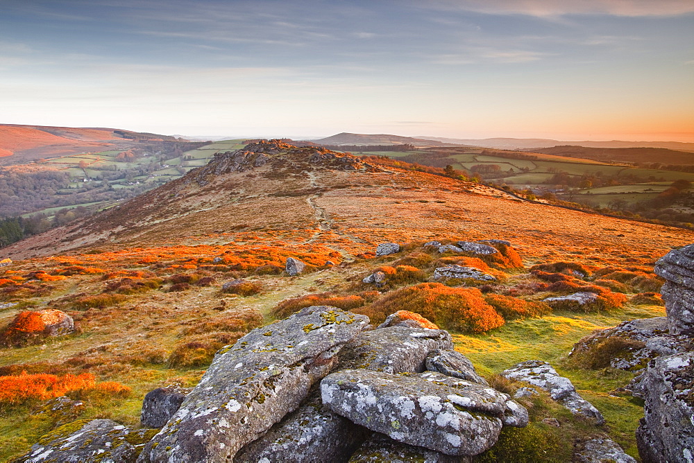 Looking towards Honeybag Tor in Dartmoor National Park, Devon, England, United Kingdom, Europe