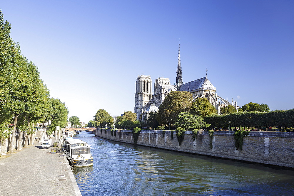 Notre Dame de Paris Cathedral and the River Seine, Paris, France, Europe