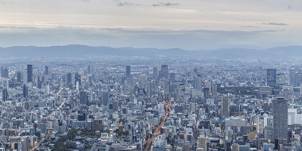 High rise buildings in central Osaka, Japan, Asia