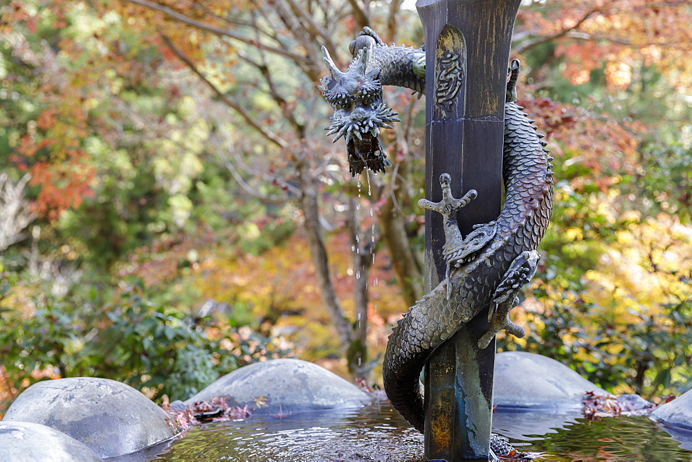 Small fountain in Shoshazan Engyo-ji temple on Mount Shosha, Himeji, Kansai, Japan, Asia