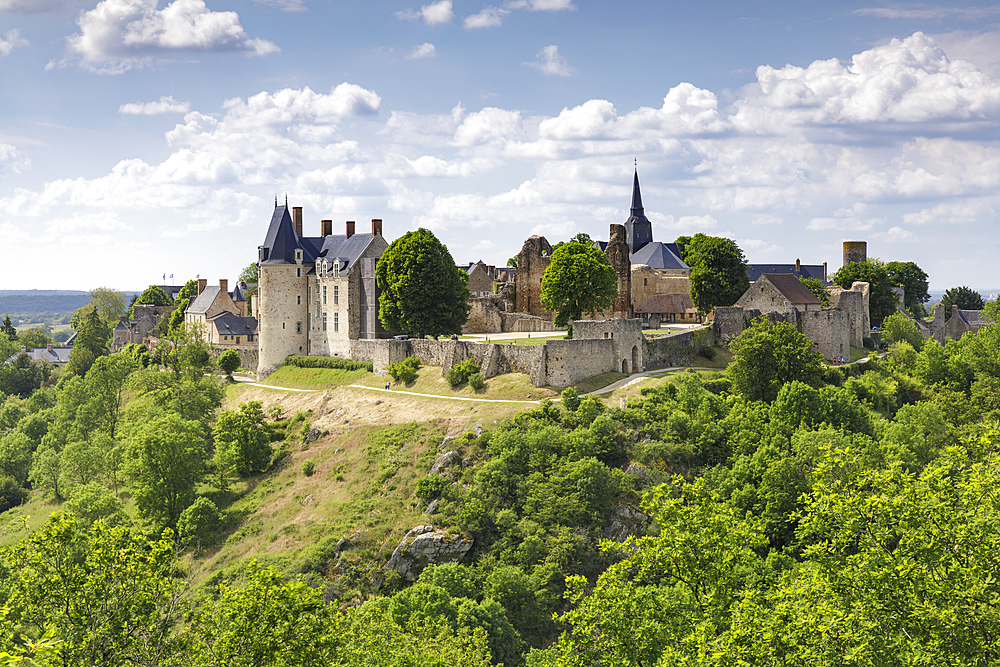 The hilltop village of Saint-Suzanne in the Mayenne area of France, Europe