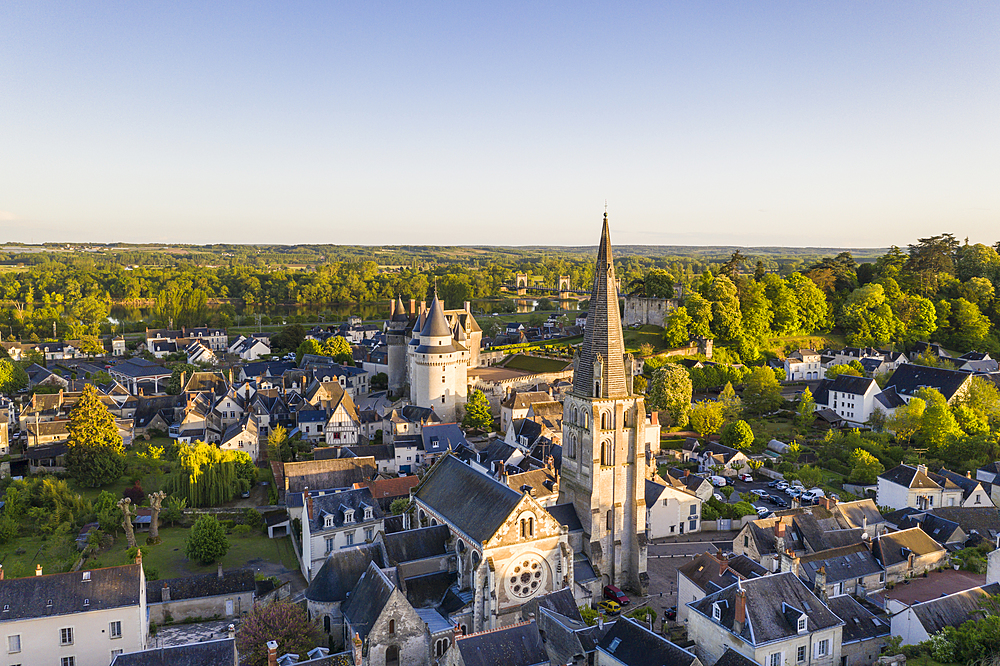 The chateau and town of Langeais in the Loire Valley, Indre et Loire, France, Europe