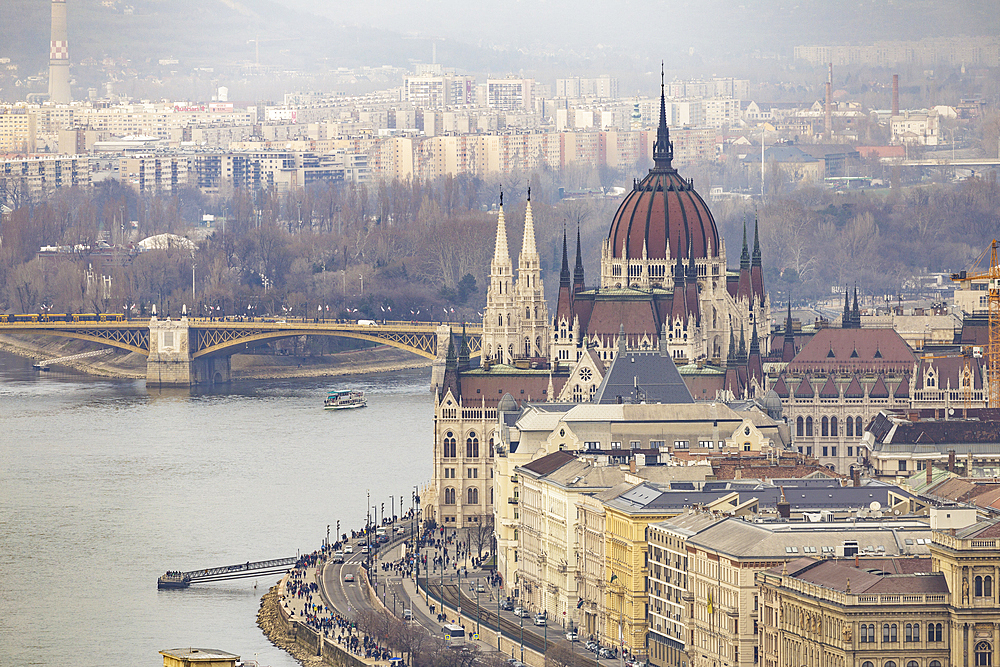 Sitting on the banks of the River Danube, the Hungarian Parliament Building in Budapest dates from the late 19th century, UNESCO World Heritage Site, Budapest, Hungary, Europe