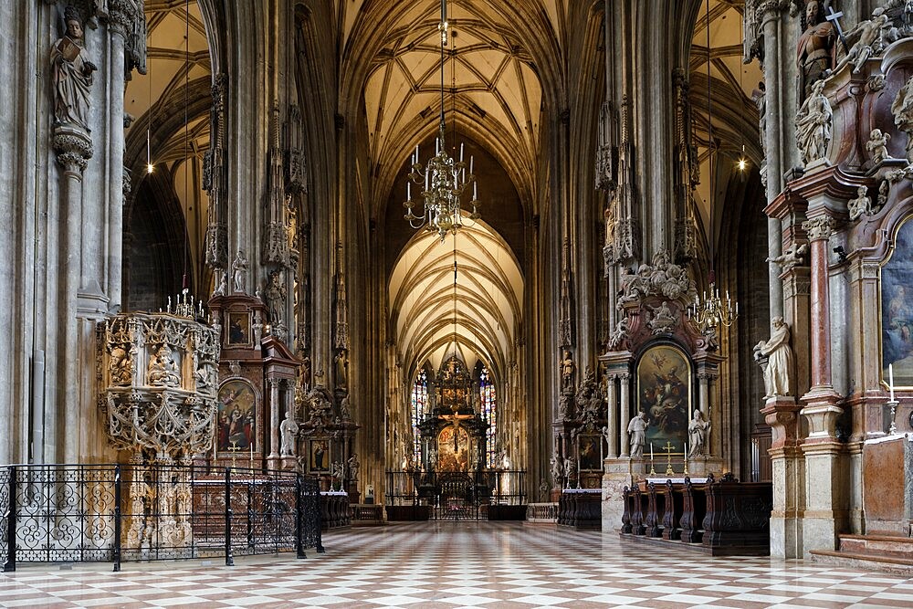 The interior of Domkirche Saint Stephan Cathedral, Vienna, Austria, Europe