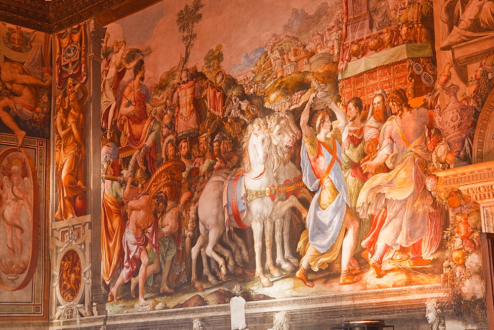 A beautiful mural in Palazzo Vecchio, UNESCO World Heritage Site, Florence, Tuscany, Italy, Europe