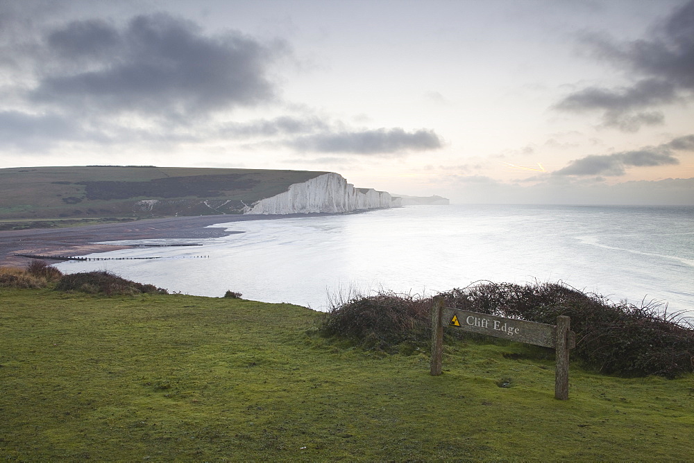 The white cliffs of the Seven Sisters in the South Downs National Park, East Sussex, England, United Kingdom, Europe