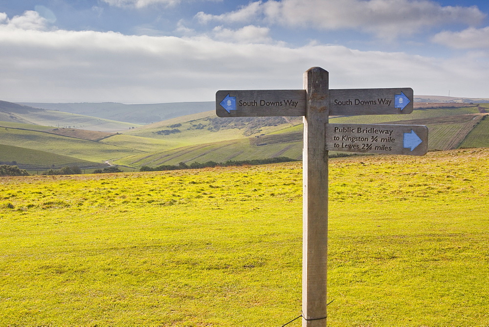 The rolling hills of the South Downs National Park near to Brighton, Sussex, England, United Kingdom, Europe