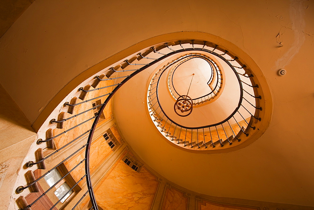 A spiral staircase in Galerie Vivienne, Paris, France, Europe