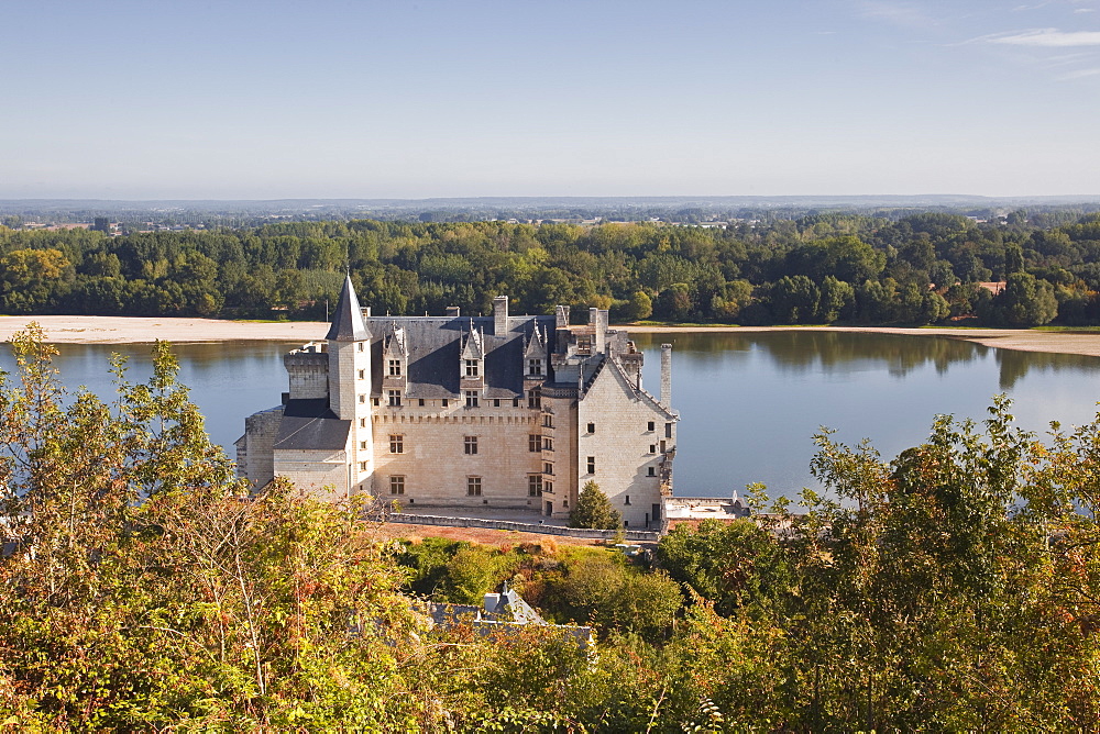 The chateau of Montsoreau and the River Loire, Maine-et-Loire, France, Europe