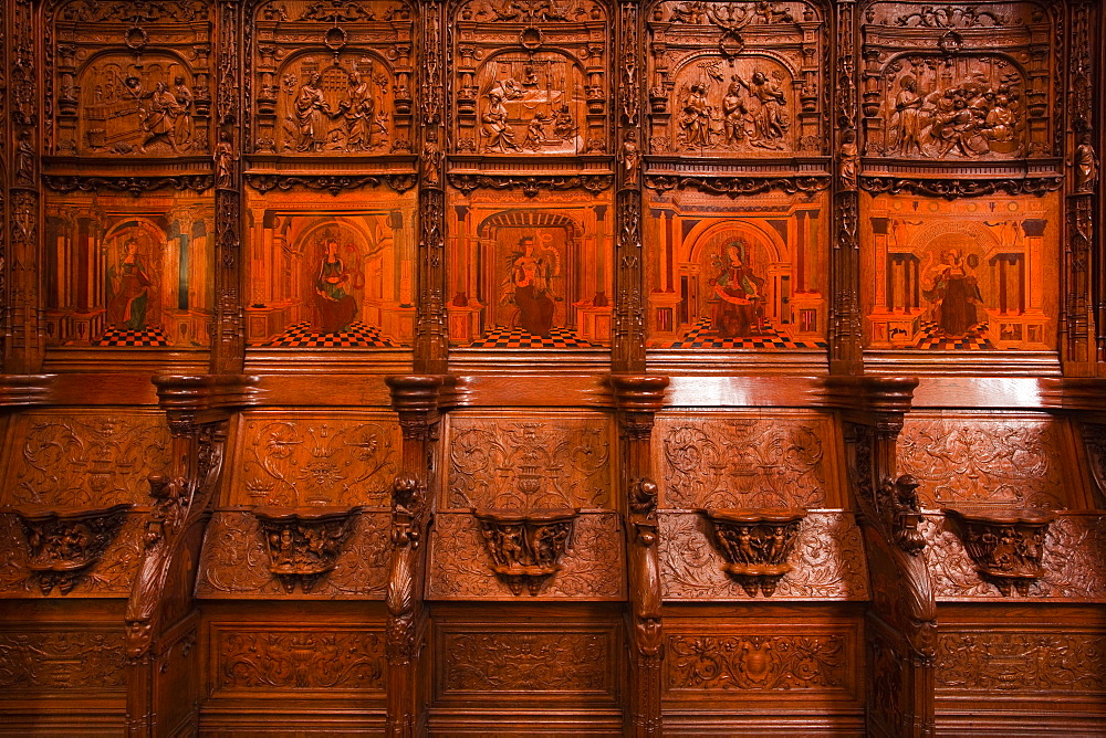 The choir stalls in Saint Denis basilica, Paris, France, Europe