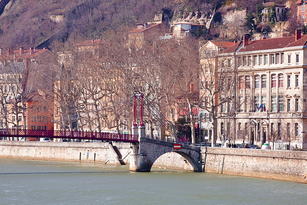 The Passerelle Saint Georges and the River Saone, Lyon, Rhone-Alpes, France, Europe .