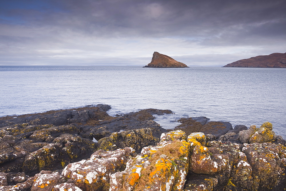 Geological features on the north west coastline of the Isle of Skye, Inner Hebrides, Scotland, United Kingdom, Europe .