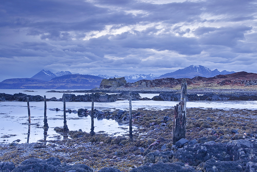 Loch Eishort and the Cuillin Hills on the Isle of Skye, Inner Hebrides, Scotland, United Kingdom, Europe 