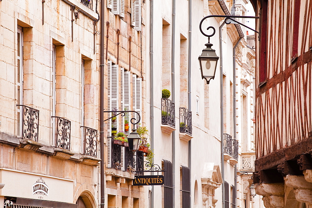 Building facades in the old part of the city of Dijon, Burgundy, France, Europe