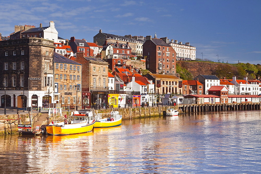 The seaside town of Whitby in the North York Moors National Park, Yorkshire, England, United Kingdom, Europe 