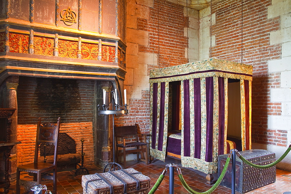 Cosimo Ruggieri's bedroom in the Chateau at Chaumont-sur-Loire, UNESCO World Heritage Site, Loire Valley, Loir-et-Cher, Centre, France, Europe