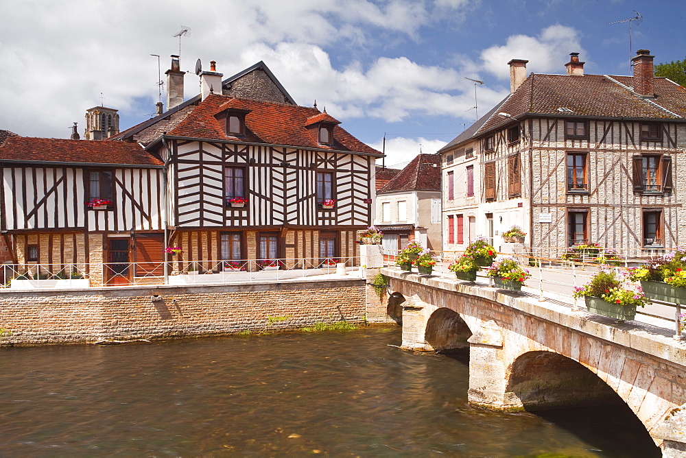 Half timbered houses in the village of Essoyes, Aube, Champagne-Ardennes, France, Europe 