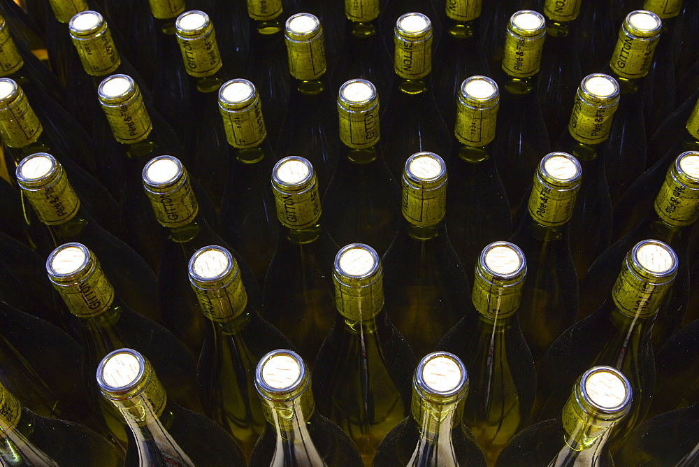 Unlabelled wine bottles, France, Europe