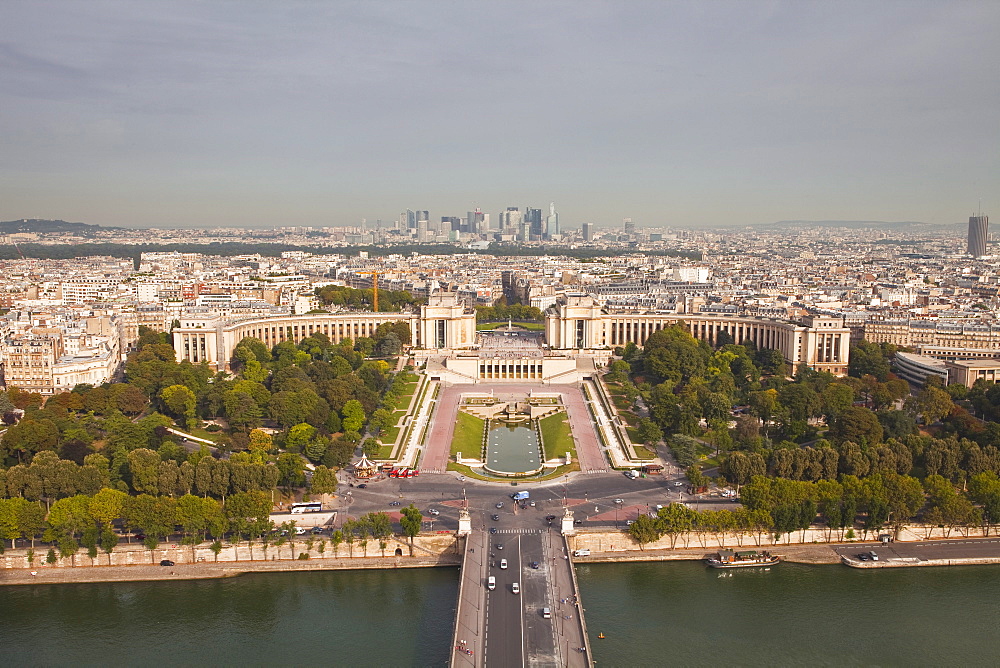 The Jardins du Trocadero from the Eiffel Tower in Paris, France, Europe