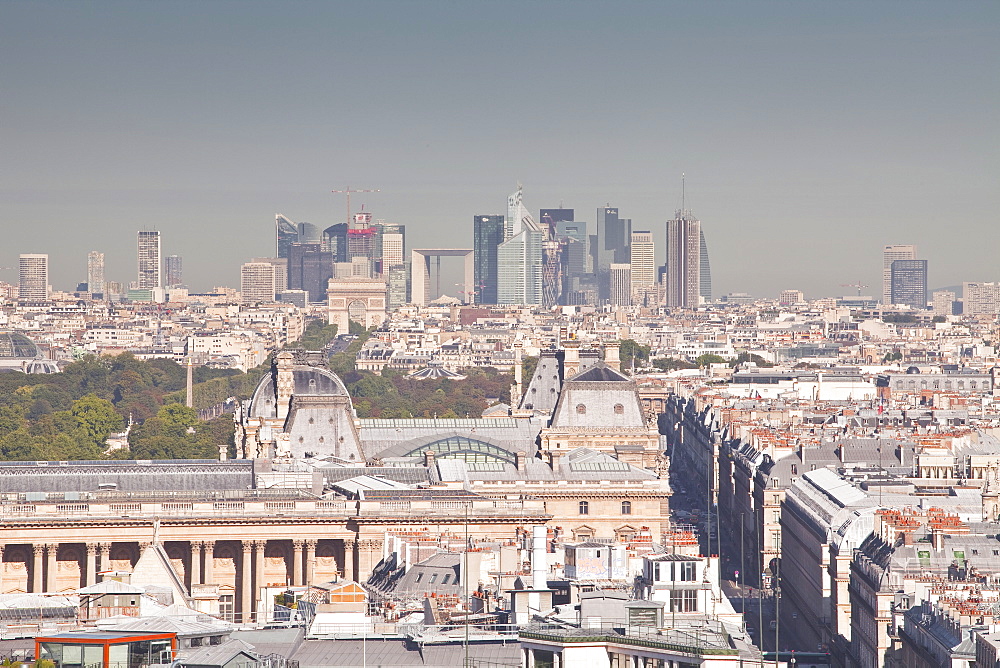 Looking over the rooftops of Paris from Tour Saint Jacques to La Defense, Paris, France, Europe