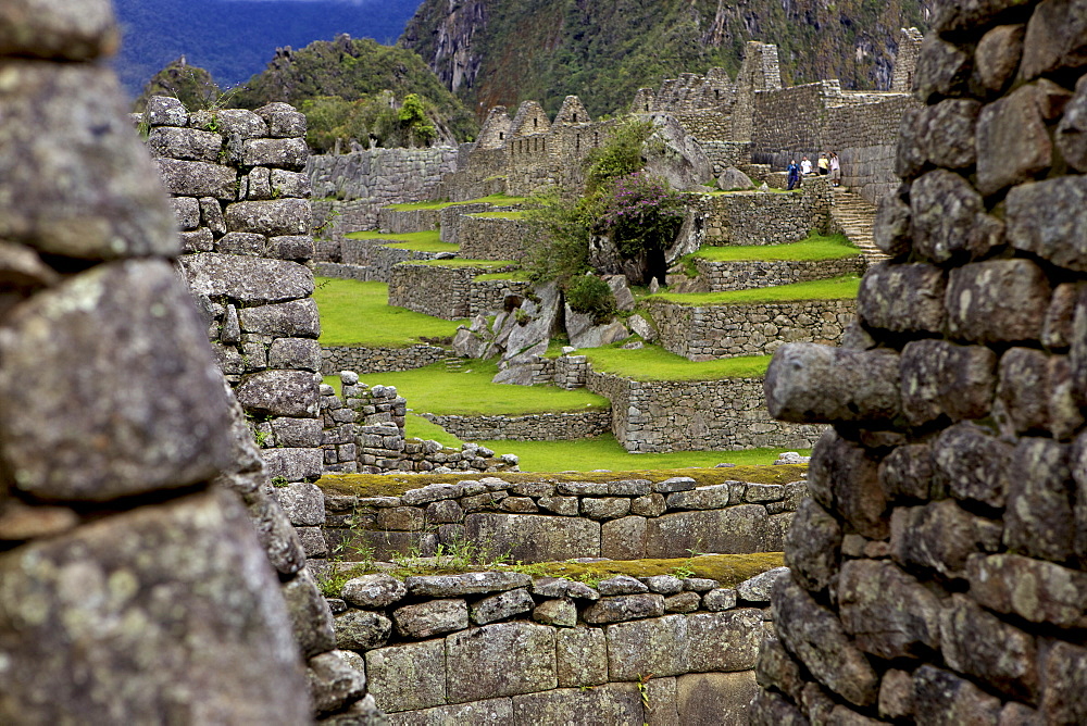 Inca wall, Machu Picchu, peru, peruvian, south america, south american, latin america, latin american South America. The lost city of the Inca was rediscovered by Hiram Bingham in 1911