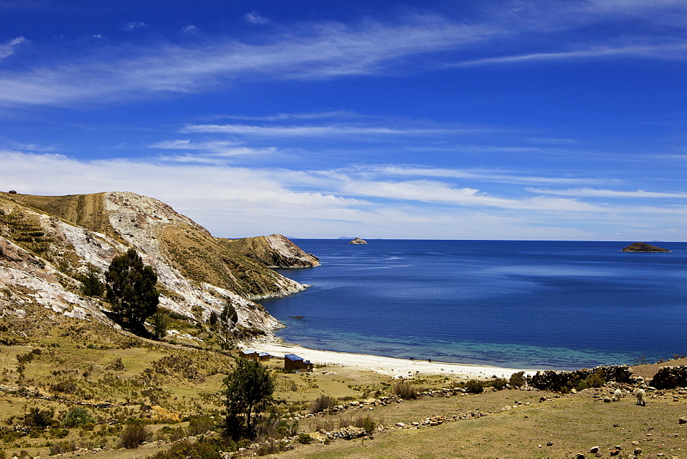 Bay on Isla del Sol, Lake Titicaca, Bolivia, South America