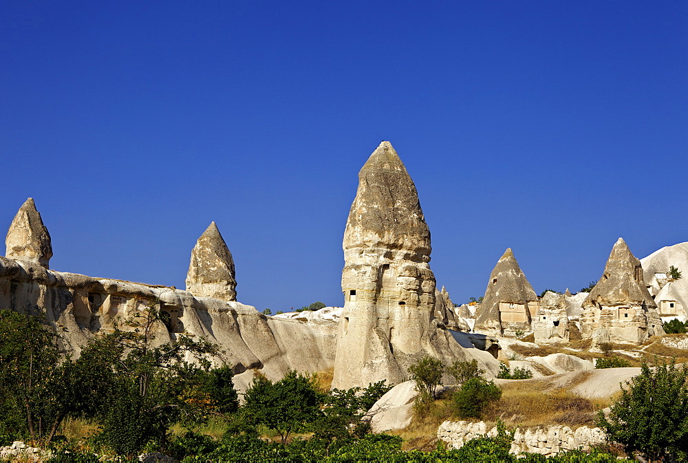 Fairy Chimneys rock formation landscape near Goreme, Cappadocia, Anatolia, Turkey, Asia Minor, Eurasia