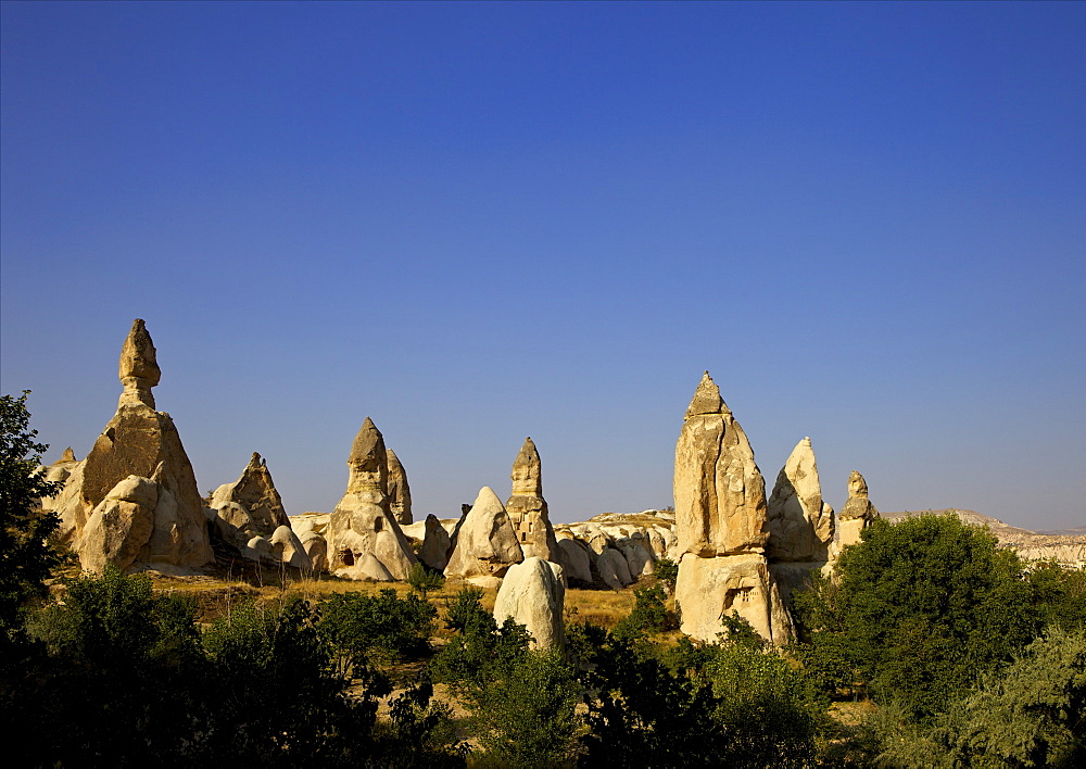 Fairy Chimneys rock formation landscape near Goreme, Cappadocia, Anatolia, Turkey, Asia Minor, Eurasia