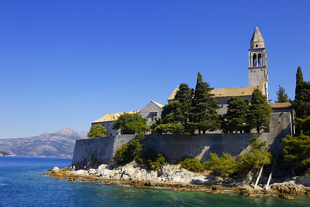 St. Mary's Church and Franciscan Monastery on the island of Lopud, South Dalmatia, Croatia, Europe 