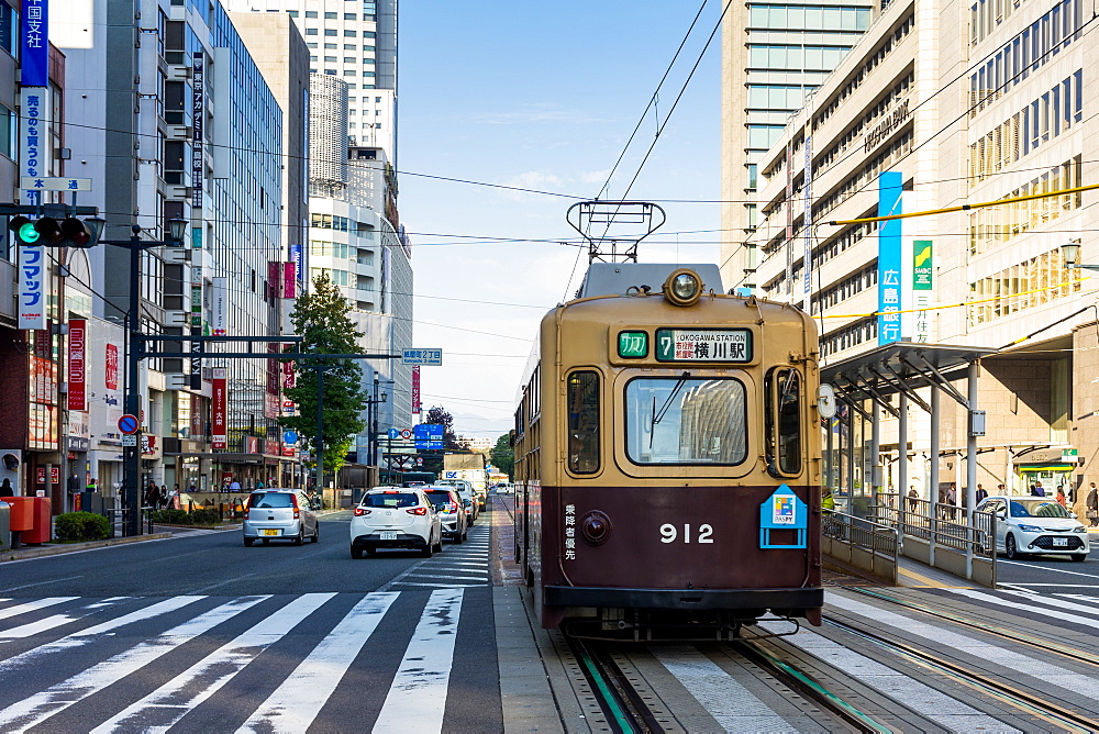 City tram in Hiroshima, Japan, Asia