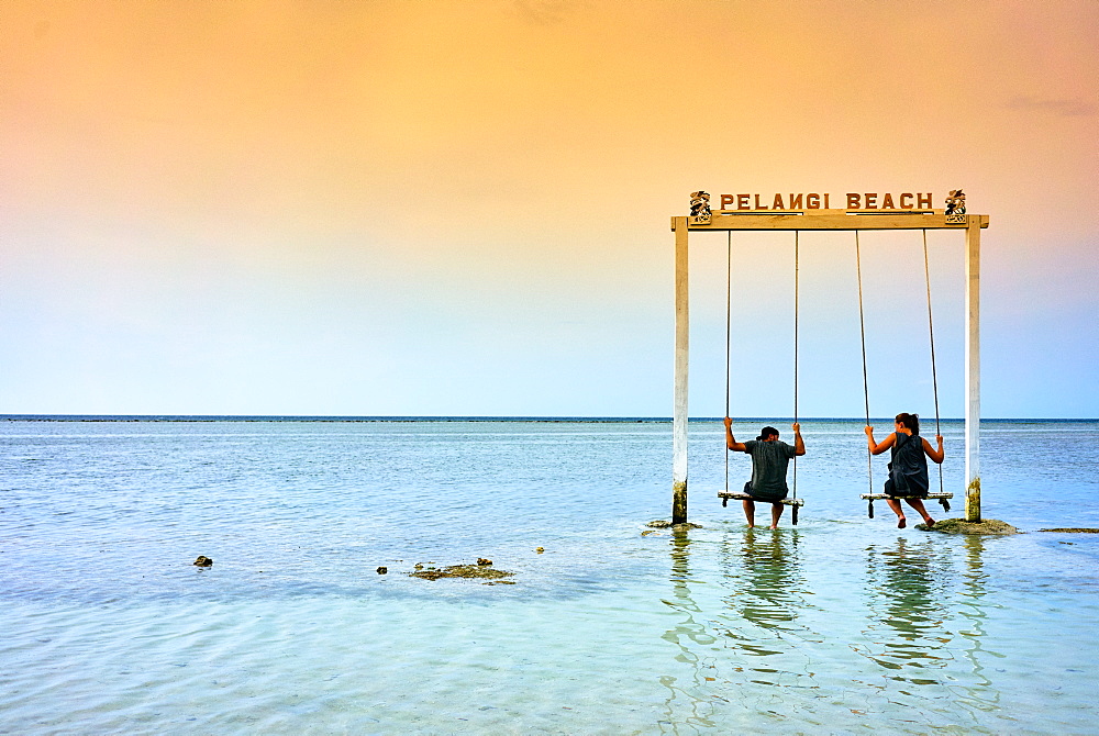 Sea swing at Pelangi beach on Gili Air, West Nusa Tenggara, Indonesia, Southeast Asia, Asia