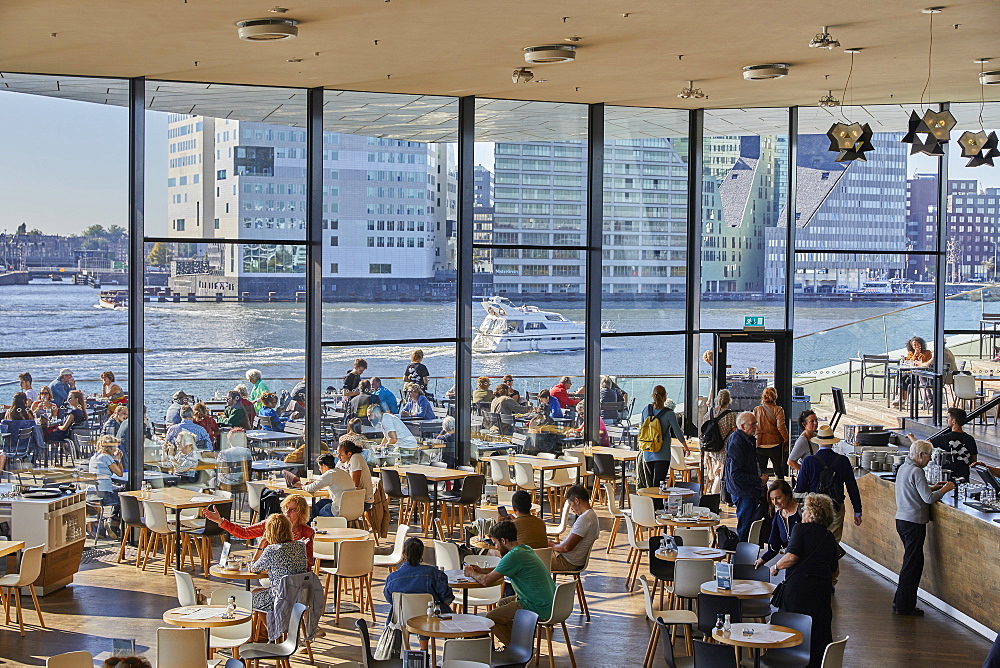 Interior of the Eye Film Museum restaurant and bar in Amsterdam Noord, Amsterdam, North Holland, The Netherlands, Europe